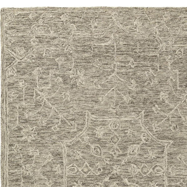 HomeRoots 5' Hand-Tufted Brown and Tan Wool Floral Round Rug - Durable, Unique Design for Any Space 719030