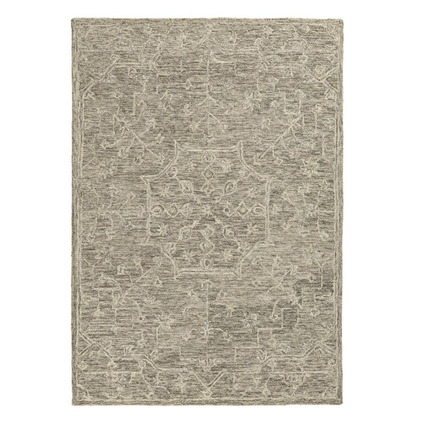 HomeRoots 5' Hand-Tufted Brown and Tan Wool Floral Round Rug - Durable, Unique Design for Any Space 719030