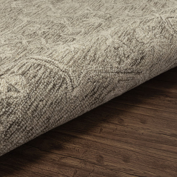 HomeRoots 8' Brown and Tan Hand-Tufted Wool Runner Rug - Timeless Floral Charm for Hallways and Entryways 719031