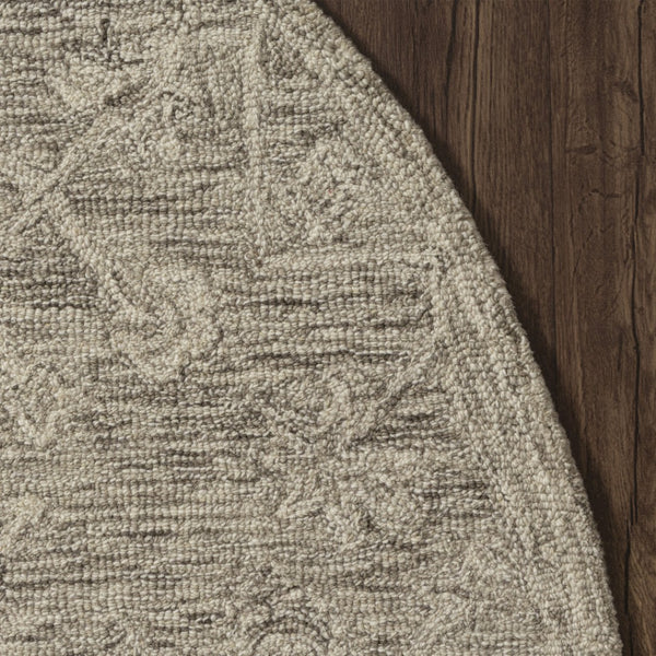 HomeRoots 8' Brown and Tan Hand-Tufted Wool Runner Rug - Timeless Floral Charm for Hallways and Entryways 719031