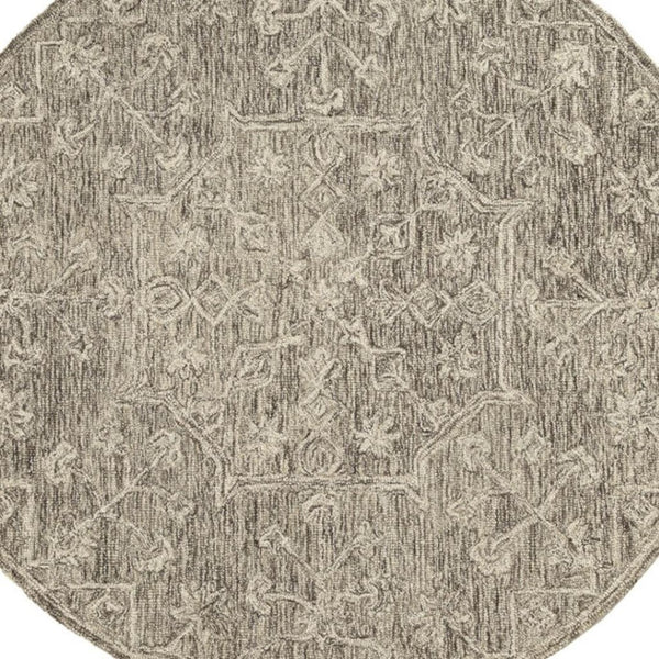 HomeRoots 8' Brown and Tan Hand-Tufted Wool Runner Rug - Timeless Floral Charm for Hallways and Entryways 719031