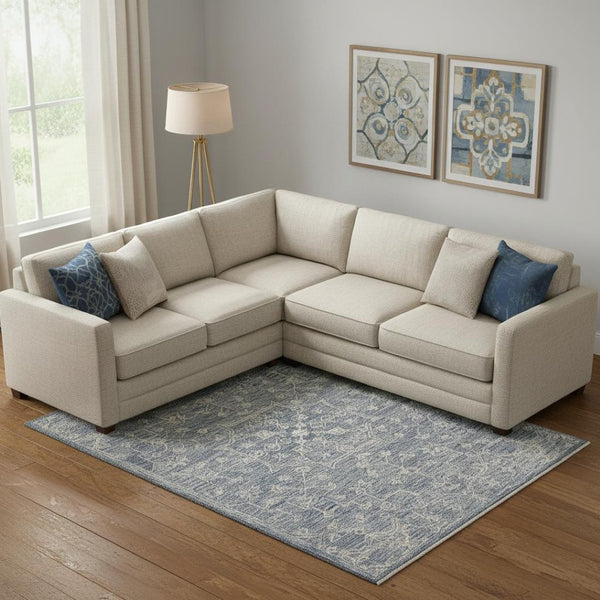 HomeRoots 5' Blue & Ivory Hand-Tufted Wool Area Rug – Elegant Floral Design for Cozy, High-Traffic Spaces 719034