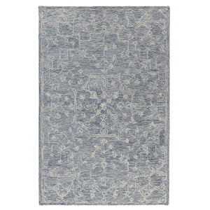 HomeRoots 5' Blue & Ivory Hand-Tufted Wool Area Rug – Elegant Floral Design for Cozy, High-Traffic Spaces 719034