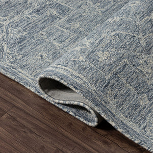HomeRoots 5' Blue & Ivory Hand-Tufted Wool Area Rug – Elegant Floral Design for Cozy, High-Traffic Spaces 719034