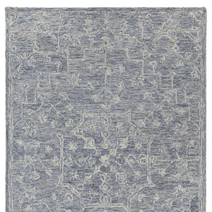 HomeRoots 5' Blue & Ivory Hand-Tufted Wool Area Rug – Elegant Floral Design for Cozy, High-Traffic Spaces 719034
