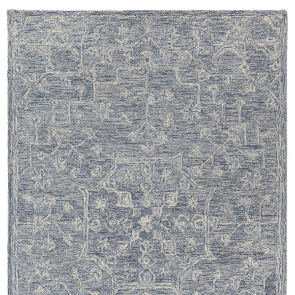 HomeRoots 5' Blue & Ivory Hand-Tufted Wool Area Rug – Elegant Floral Design for Cozy, High-Traffic Spaces 719034