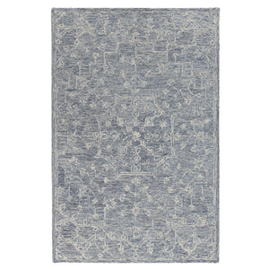 HomeRoots 5' Blue & Ivory Hand-Tufted Wool Area Rug – Elegant Floral Design for Cozy, High-Traffic Spaces 719034