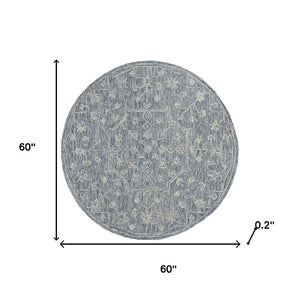 HomeRoots 8' Blue Floral Hand-Tufted Wool Runner Rug – Artisanal Charm for Hallways & Entryways, Unique Design 719036