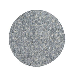 HomeRoots 8' Blue Floral Hand-Tufted Wool Runner Rug – Artisanal Charm for Hallways & Entryways, Unique Design 719036
