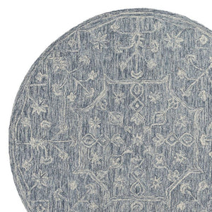 HomeRoots 8' Blue Floral Hand-Tufted Wool Runner Rug – Artisanal Charm for Hallways & Entryways, Unique Design 719036