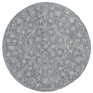 HomeRoots 8' Blue Floral Hand-Tufted Wool Runner Rug – Artisanal Charm for Hallways & Entryways, Unique Design 719036