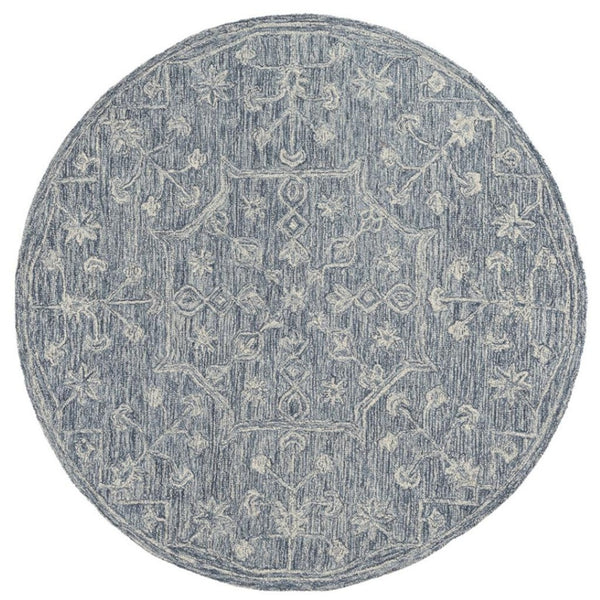 HomeRoots 8' Blue Floral Hand-Tufted Wool Runner Rug – Artisanal Charm for Hallways & Entryways, Unique Design 719036