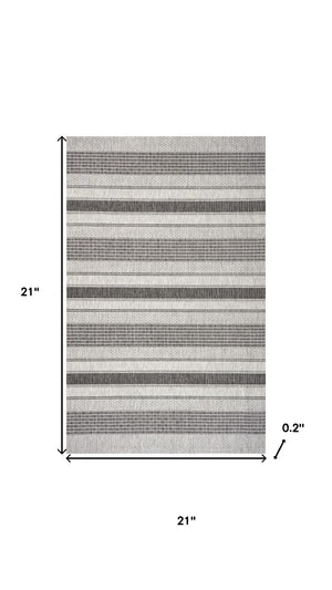 HomeRoots 8' Natural Tan Jute Striped Area Rug - Hand-Woven, Bohemian Charm, Durable for High-Traffic Rooms 719073