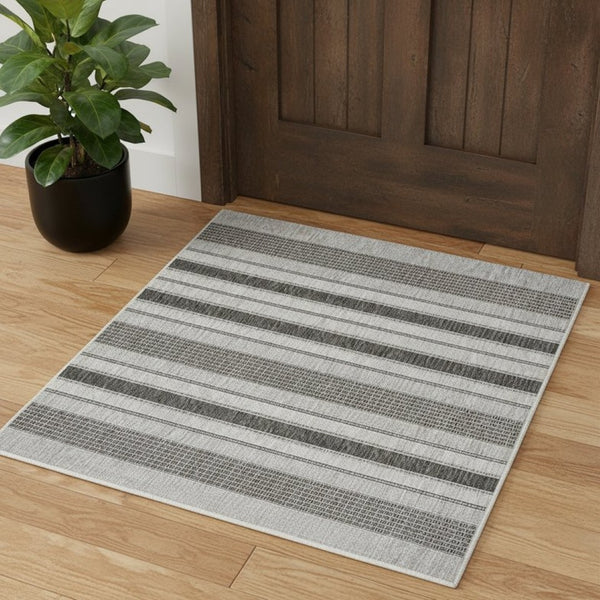 HomeRoots 8' Natural Tan Jute Striped Area Rug - Hand-Woven, Bohemian Charm, Durable for High-Traffic Rooms 719073