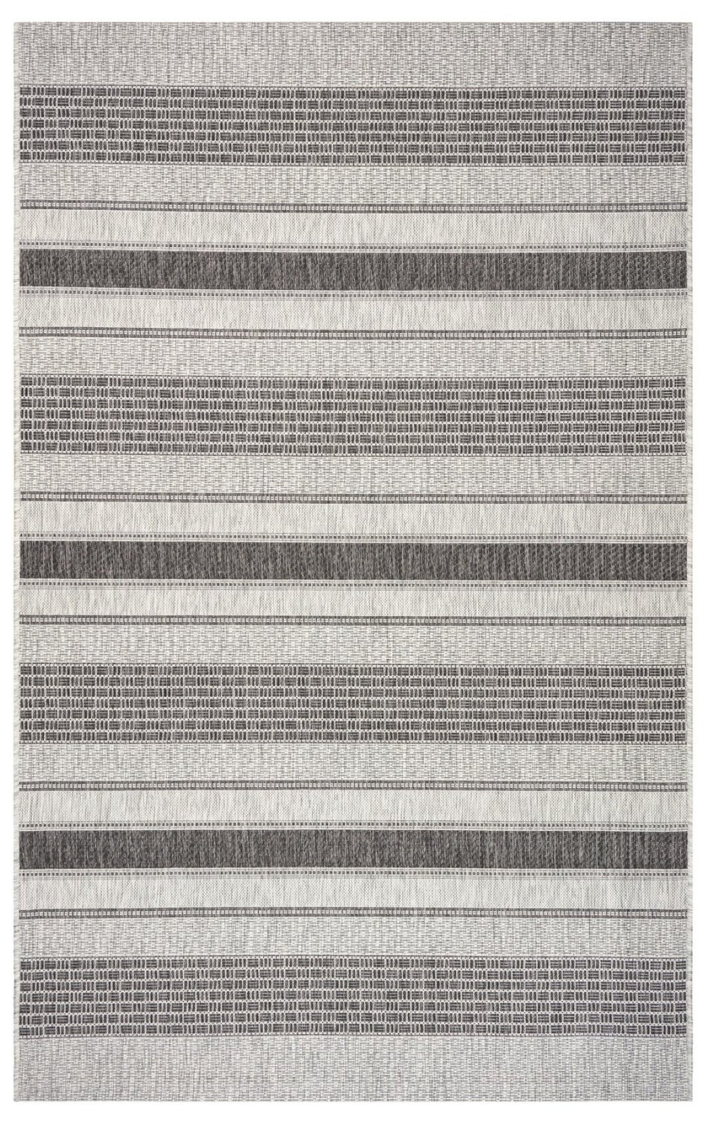 HomeRoots 8' Natural Tan Jute Striped Area Rug - Hand-Woven, Bohemian Charm, Durable for High-Traffic Rooms 719073