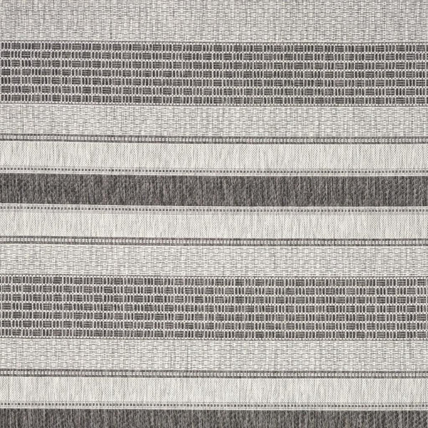 HomeRoots 8' Natural Tan Jute Striped Area Rug - Hand-Woven, Bohemian Charm, Durable for High-Traffic Rooms 719073