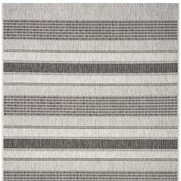 HomeRoots 8' Natural Tan Jute Striped Area Rug - Hand-Woven, Bohemian Charm, Durable for High-Traffic Rooms 719073