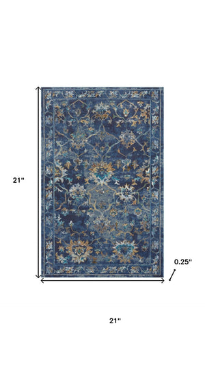 HomeRoots 8' Vibrant Bohemian Round Rug with Bold Red, Blue & Orange Diamond Pattern for Stylish Spaces 719076