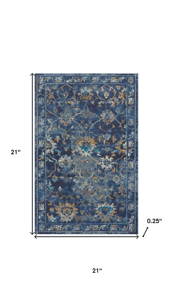 HomeRoots 8' Vibrant Bohemian Round Rug with Bold Red, Blue & Orange Diamond Pattern for Stylish Spaces 719076