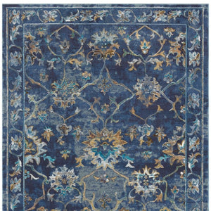 HomeRoots 8' Vibrant Bohemian Round Rug with Bold Red, Blue & Orange Diamond Pattern for Stylish Spaces 719076