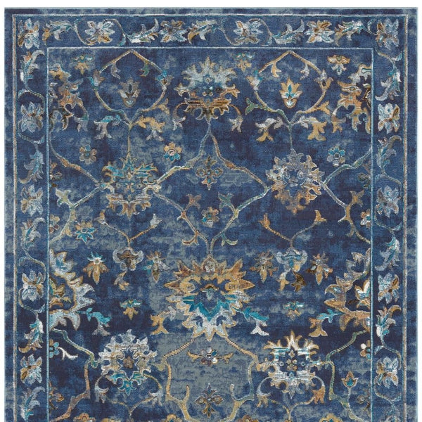 HomeRoots 8' Vibrant Bohemian Round Rug with Bold Red, Blue & Orange Diamond Pattern for Stylish Spaces 719076