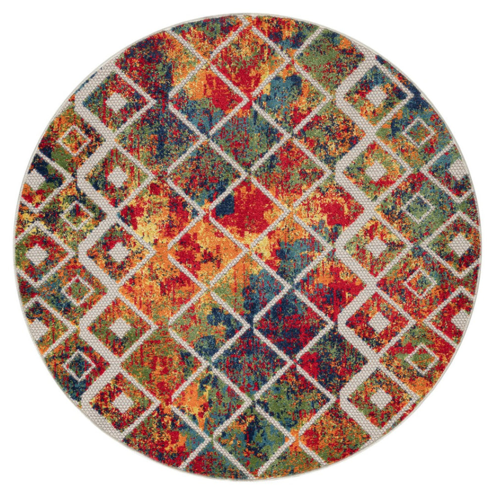 HomeRoots 5' Navy Blue and Red Abstract Area Rug - Modern Design, Durable, Comfortable, Perfect for Any Room 719077