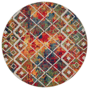 HomeRoots 5' Navy Blue and Red Abstract Area Rug - Modern Design, Durable, Comfortable, Perfect for Any Room 719077