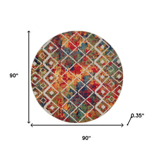 HomeRoots 5' Navy Blue and Red Abstract Area Rug - Modern Design, Durable, Comfortable, Perfect for Any Room 719077