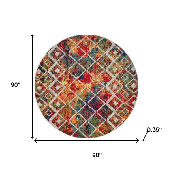 HomeRoots 5' Navy Blue and Red Abstract Area Rug - Modern Design, Durable, Comfortable, Perfect for Any Room 719077