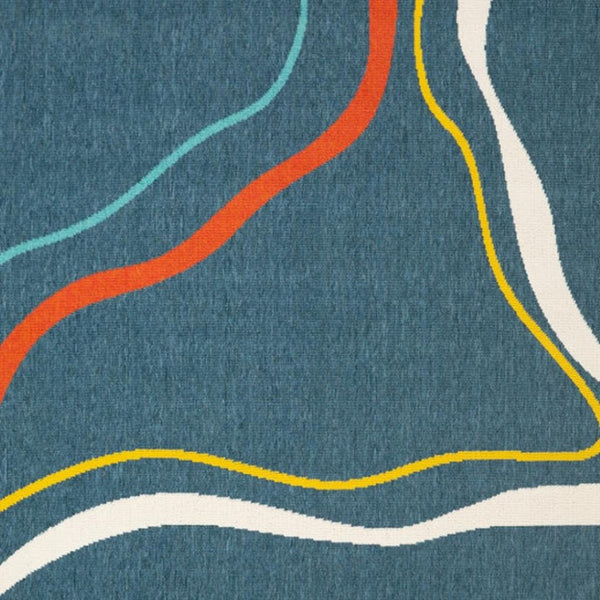 HomeRoots 5' Modern Abstract Area Rug in White, Blue & Red – Durable, Stylish, Perfect for High-Traffic Areas! 719078