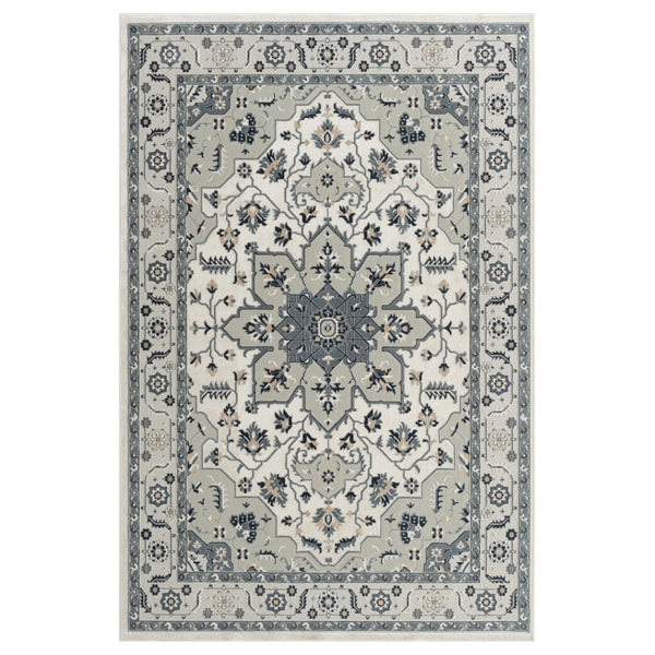 HomeRoots 6' X 9' Green and Ivory Floral Area Rug - Beautiful, Durable, Stain-Resistant Design for Homes 719088