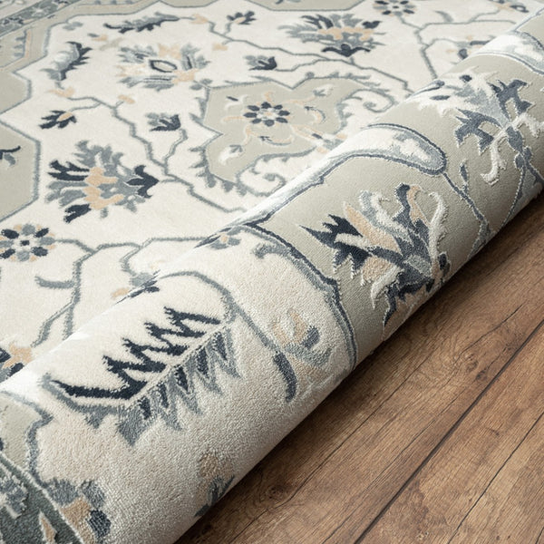 HomeRoots 6' X 9' Green and Ivory Floral Area Rug - Beautiful, Durable, Stain-Resistant Design for Homes 719088