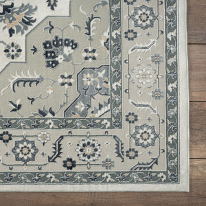 HomeRoots 6' X 9' Green and Ivory Floral Area Rug - Beautiful, Durable, Stain-Resistant Design for Homes 719088