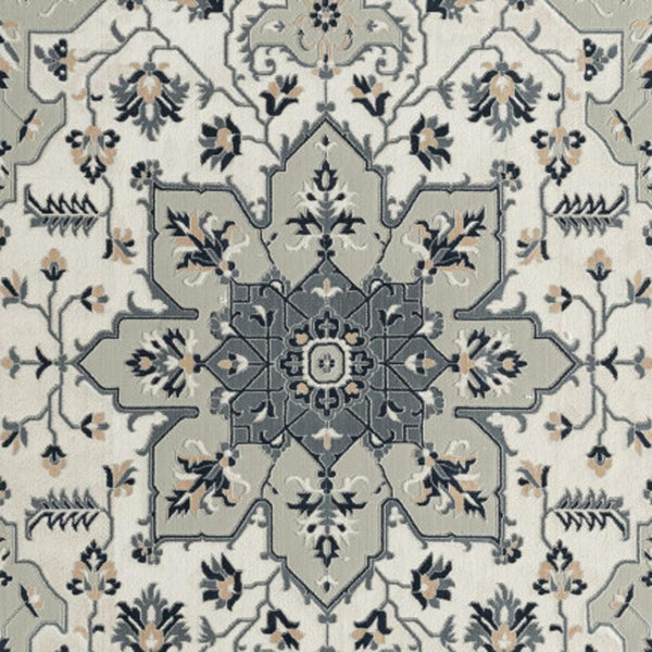 HomeRoots 6' X 9' Green and Ivory Floral Area Rug - Beautiful, Durable, Stain-Resistant Design for Homes 719088