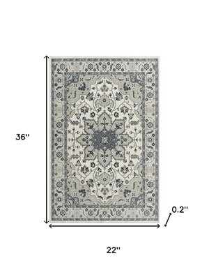 HomeRoots 6' X 9' Green and Ivory Floral Area Rug - Beautiful, Durable, Stain-Resistant Design for Homes 719088