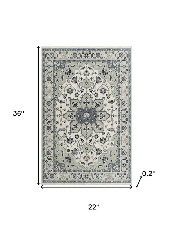 HomeRoots 6' X 9' Green and Ivory Floral Area Rug - Beautiful, Durable, Stain-Resistant Design for Homes 719088