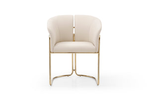 HomeRoots Taupe Boucle and Steel Dining Arm Chair - Contemporary Comfort with Elegant Gold-Finished Legs 719094