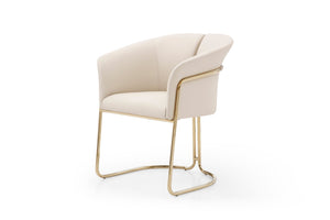 HomeRoots Taupe Boucle and Steel Dining Arm Chair - Contemporary Comfort with Elegant Gold-Finished Legs 719094