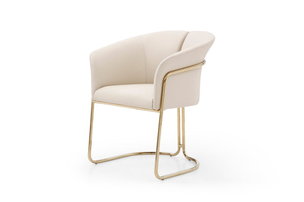 HomeRoots Taupe Boucle and Steel Dining Arm Chair - Contemporary Comfort with Elegant Gold-Finished Legs 719094