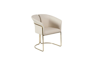 HomeRoots Taupe Boucle and Steel Dining Arm Chair - Contemporary Comfort with Elegant Gold-Finished Legs 719094
