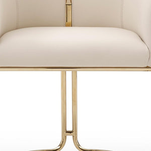 HomeRoots Taupe Boucle and Steel Dining Arm Chair - Contemporary Comfort with Elegant Gold-Finished Legs 719094
