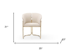 HomeRoots Taupe Boucle and Steel Dining Arm Chair - Contemporary Comfort with Elegant Gold-Finished Legs 719094