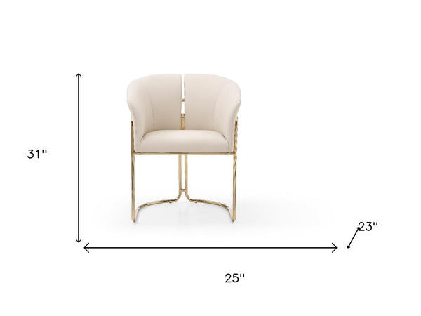 HomeRoots Taupe Boucle and Steel Dining Arm Chair - Contemporary Comfort with Elegant Gold-Finished Legs 719094