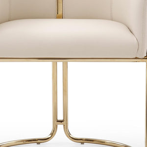 HomeRoots Taupe Boucle and Steel Dining Arm Chair - Contemporary Comfort with Elegant Gold-Finished Legs 719094