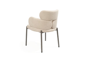 HomeRoots White Boucle Dining Arm Chair with Steel Legs – Modern Comfort & Stylish Versatility for Any Space 719095