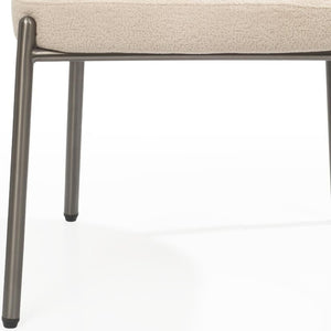HomeRoots White Boucle Dining Arm Chair with Steel Legs – Modern Comfort & Stylish Versatility for Any Space 719095