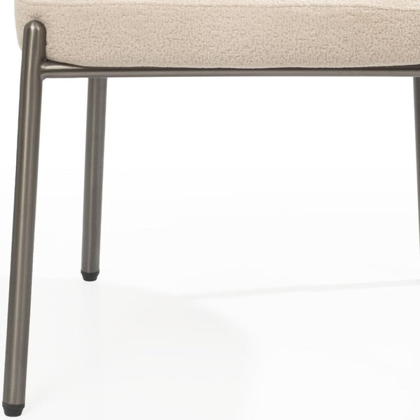 HomeRoots White Boucle Dining Arm Chair with Steel Legs – Modern Comfort & Stylish Versatility for Any Space 719095