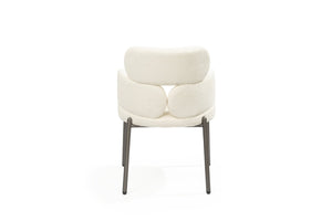 HomeRoots Set of Two Modern Light Gray Boucle Dining Arm Chairs with Open Back & Stainless Steel Frame 719096