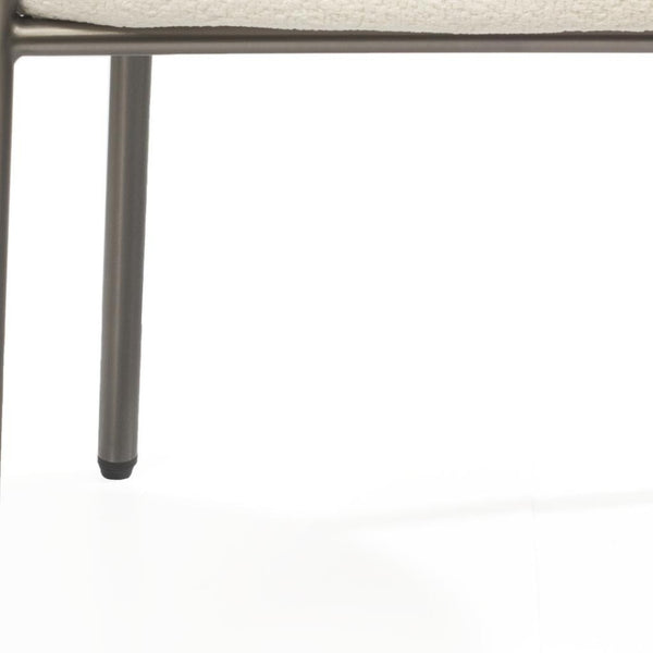 HomeRoots Set of Two Modern Light Gray Boucle Dining Arm Chairs with Open Back & Stainless Steel Frame 719096