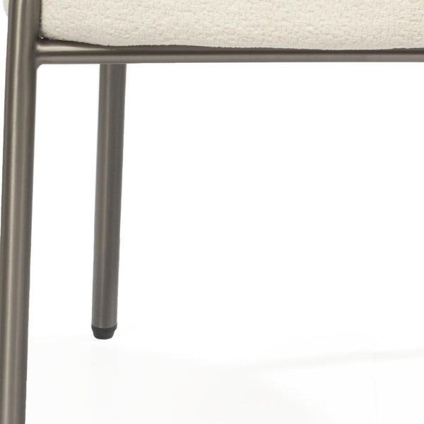 HomeRoots Set of Two Modern Light Gray Boucle Dining Arm Chairs with Open Back & Stainless Steel Frame 719096